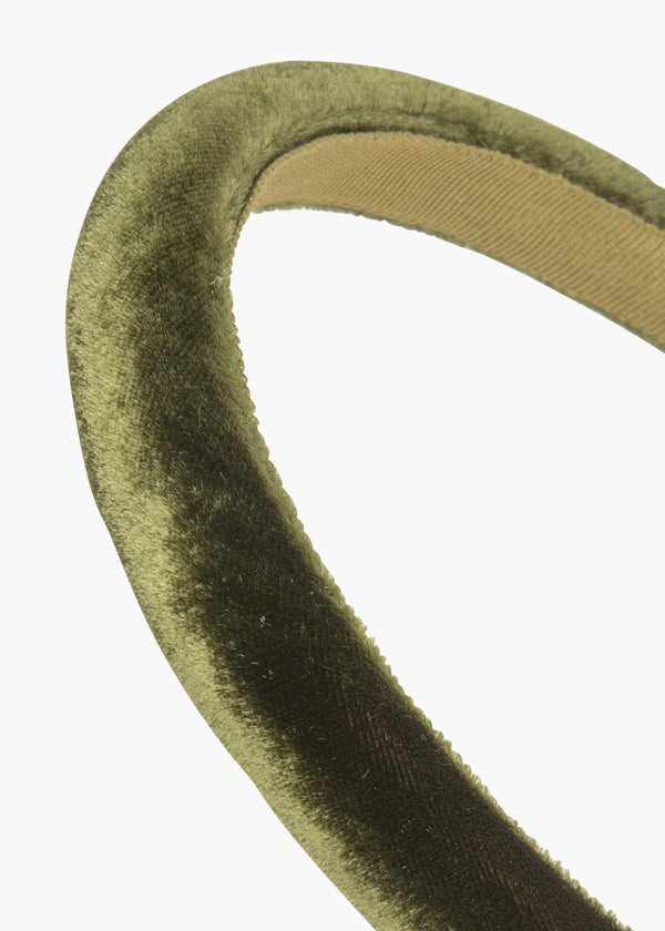 Jennifer Behr Velvet Tiana Headband Moss