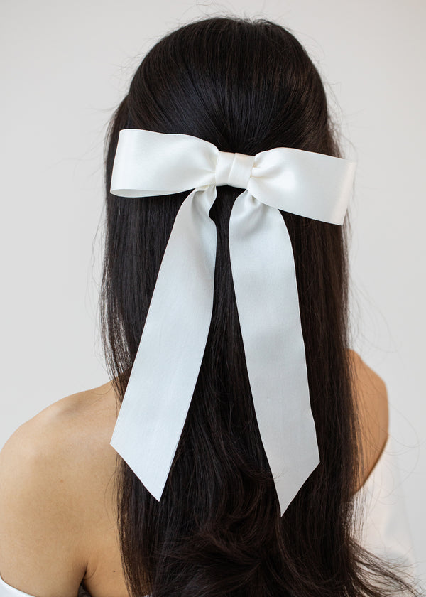 Jennifer Behr Virginia Bow Barrette Snow