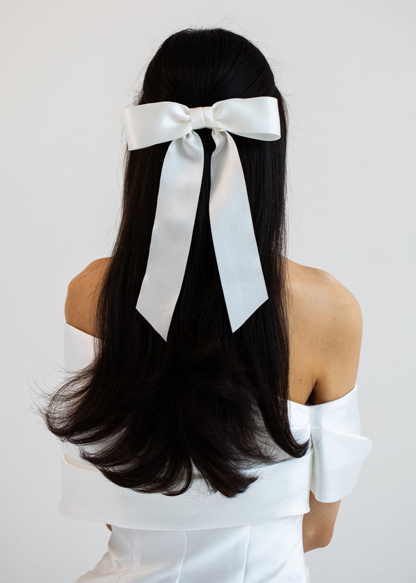 Jennifer Behr Virginia Bow Barrette Snow