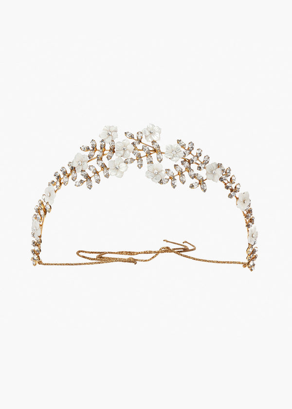 jennifer behr Vivienne Tiara Crystal Antique Gold