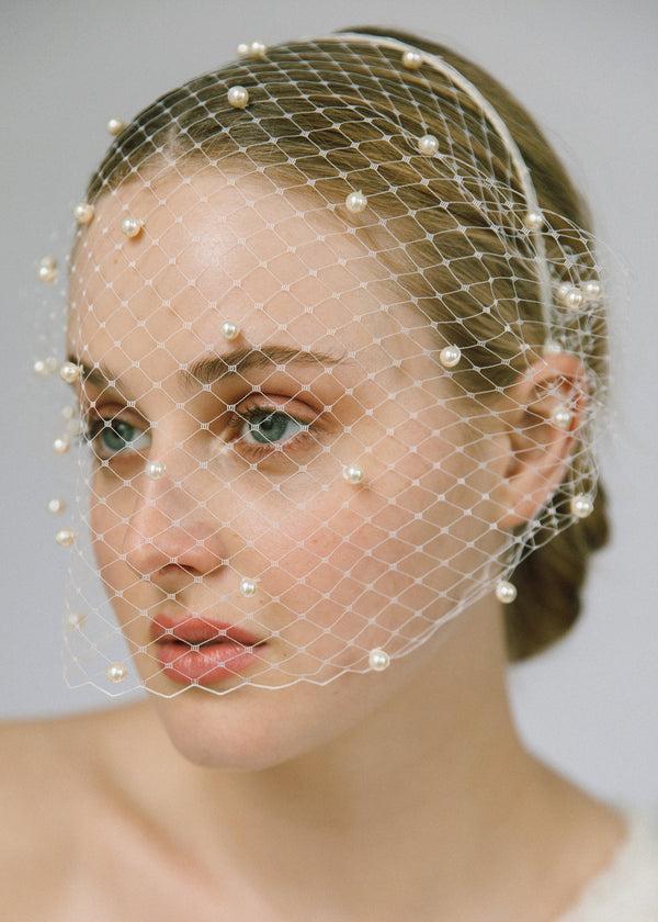 Jennifer Behr Voilette Headband With Pearls Cream