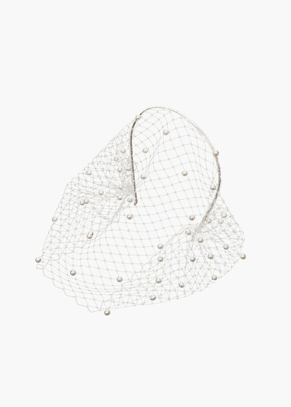jennifer behr Voilette Headband with Pearls Cream