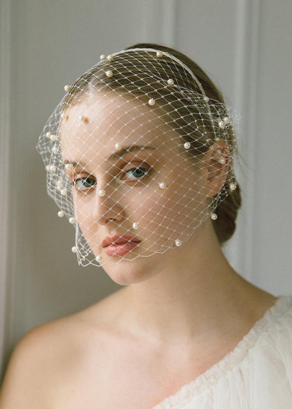 Jennifer Behr Voilette Headband With Pearls Cream