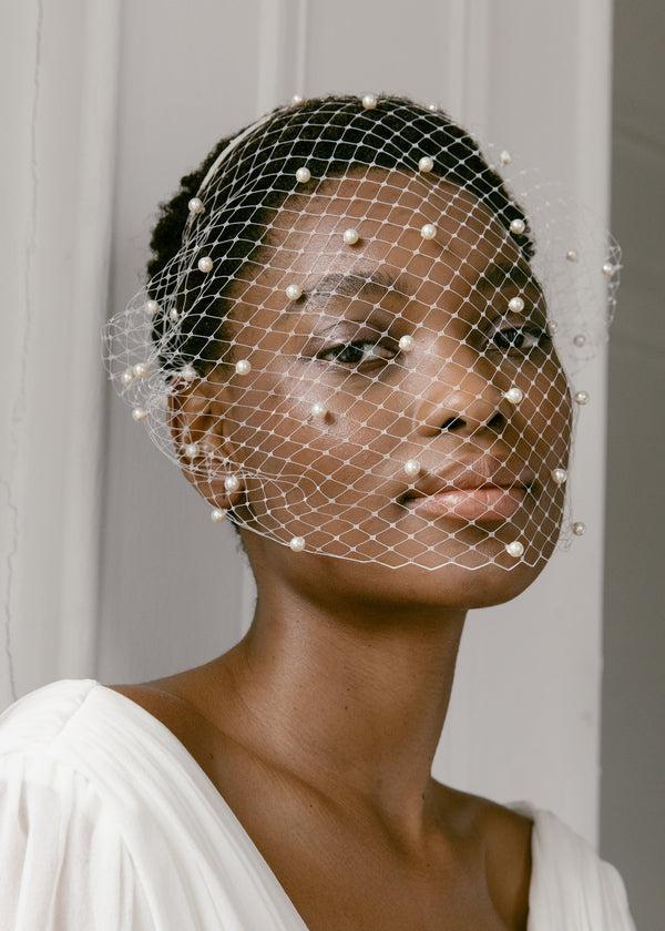 Jennifer Behr Voilette Headband With Pearls Cream