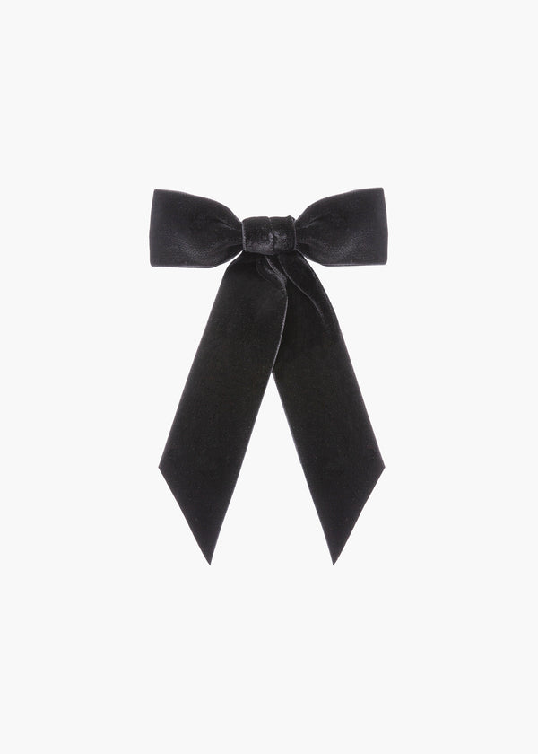 jennifer behr Wide Velvet Bow Barrette Black
