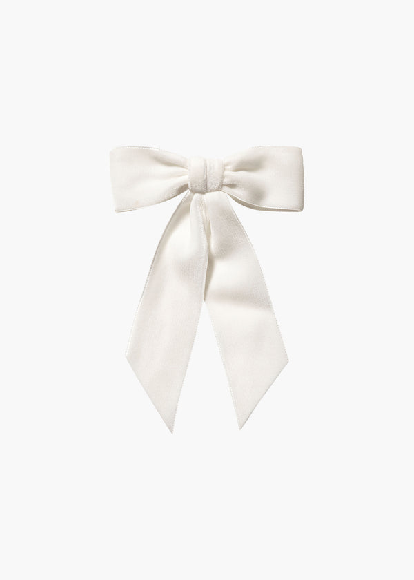jennifer behr Wide Velvet Bow Barrette Cream