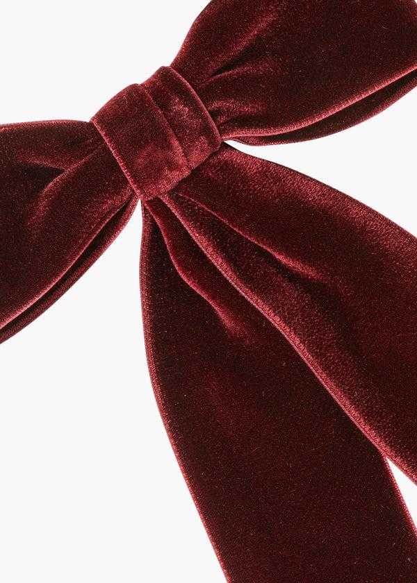 Jennifer Behr Wide Velvet Bow Barrette Pinot
