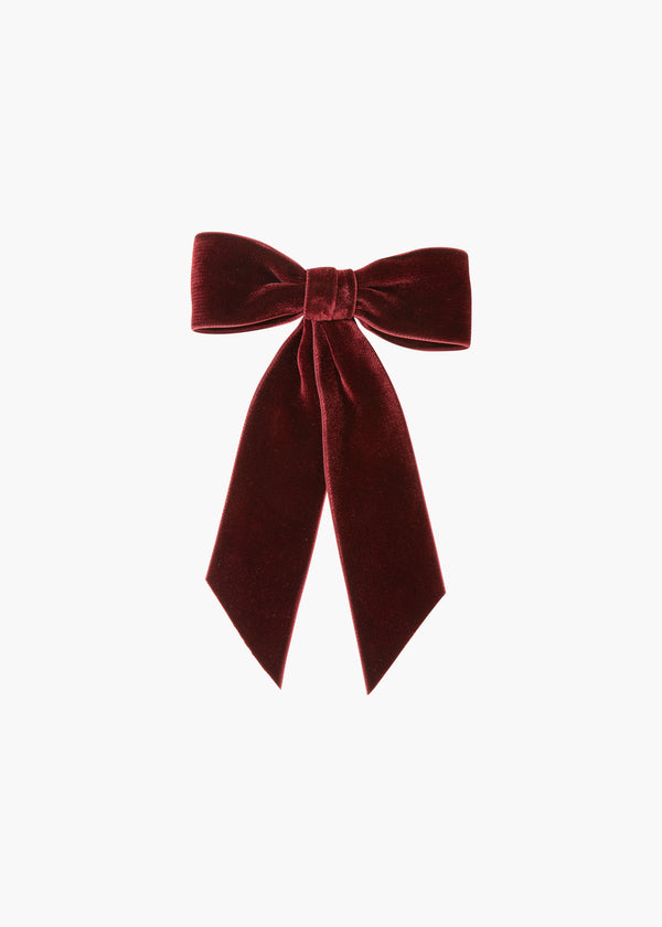 jennifer behr Wide Velvet Bow Barrette Pinot
