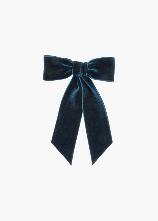 jennifer behr Wide Velvet Bow Barrette Prussian