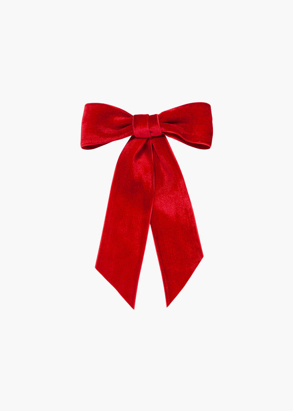 jennifer behr Wide Velvet Bow Barrette Rouge