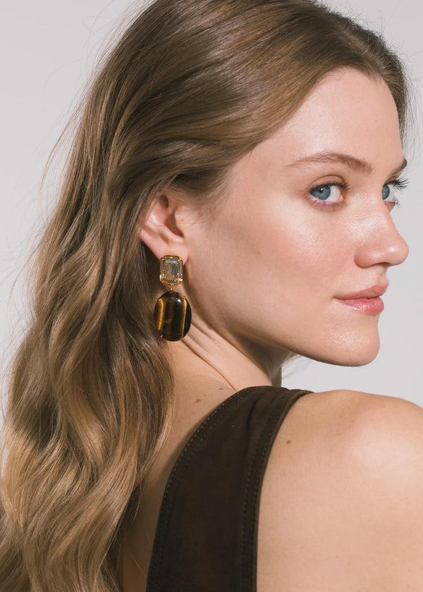 Jennifer Behr Xiomara Earrings Tigers Eye
