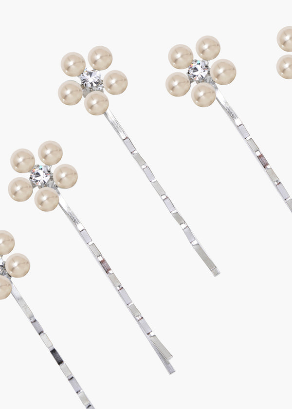 Jennifer Behr Zaya Bobby Pin Set Silver