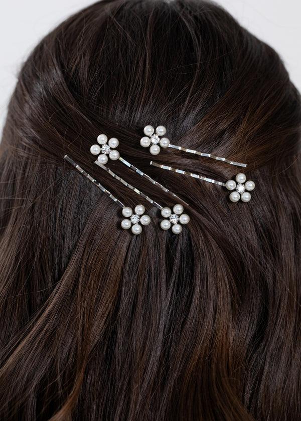 Jennifer Behr Zaya Bobby Pin Set Silver
