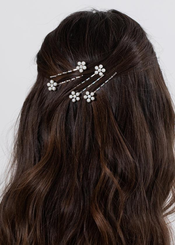 Jennifer Behr Zaya Bobby Pin Set Silver