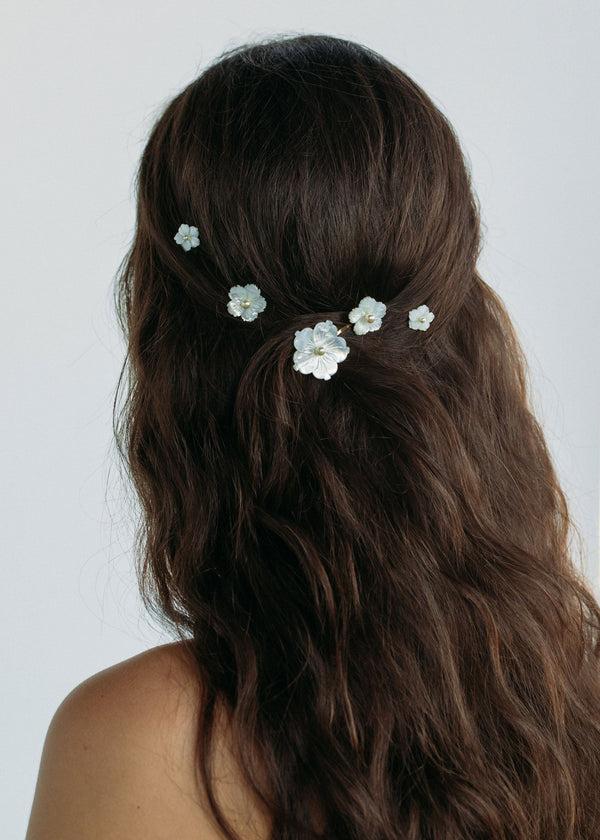 Jennifer Behr Zinnia Bobby Pin Set Mother Of Pearl