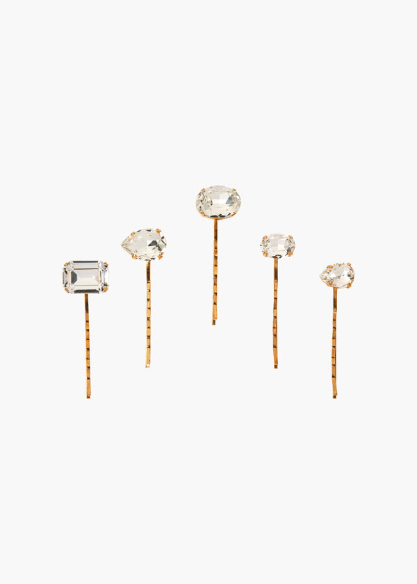 jennifer behr Karina Bobby Pin Set Crystal Antique Gold