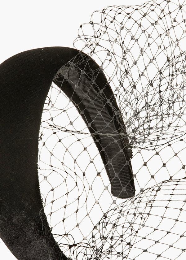 Jennifer Behr Kate Voilette Headband In Velvet Black