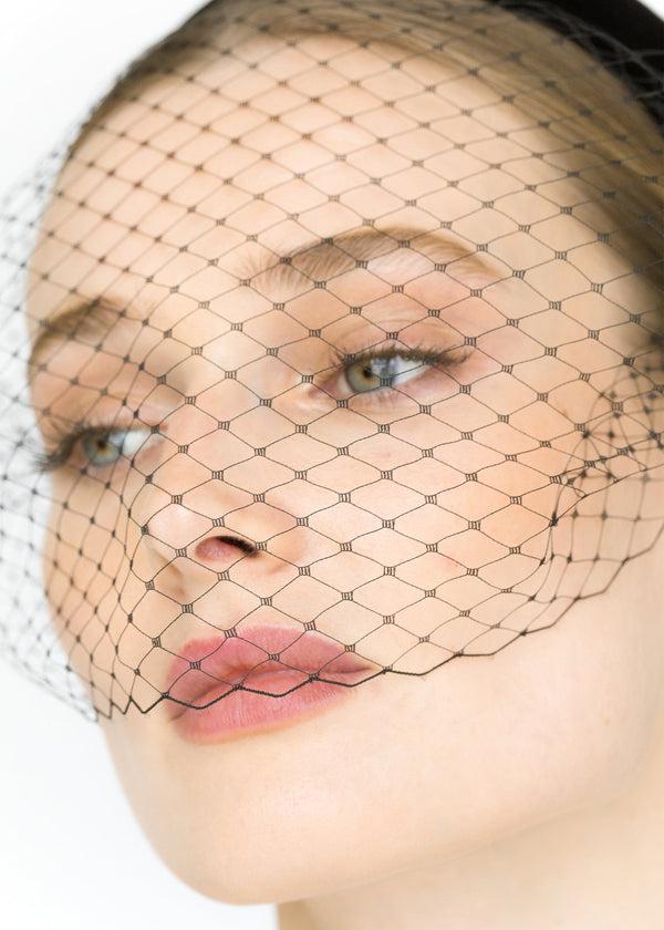 Jennifer Behr Kate Voilette Headband In Velvet Black