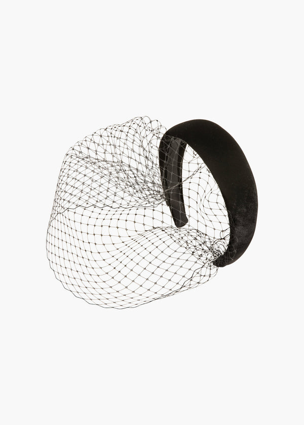 jennifer behr Kate Voilette Headband in Velvet Black