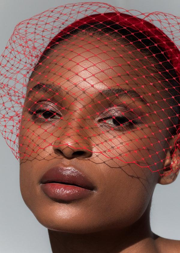 Jennifer Behr Kate Voilette Headband In Velvet Ruby