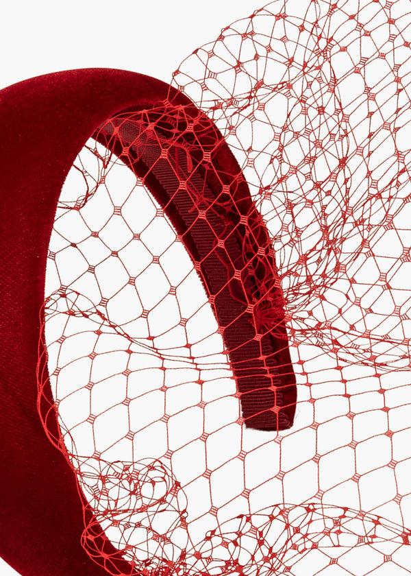 Jennifer Behr Kate Voilette Headband In Velvet Ruby