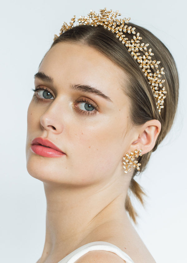 Jennifer Behr Mignonette Tiara Crystal Antique Gold