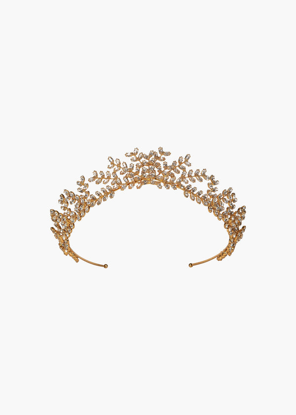 jennifer behr Mignonette Tiara Crystal Antique Gold