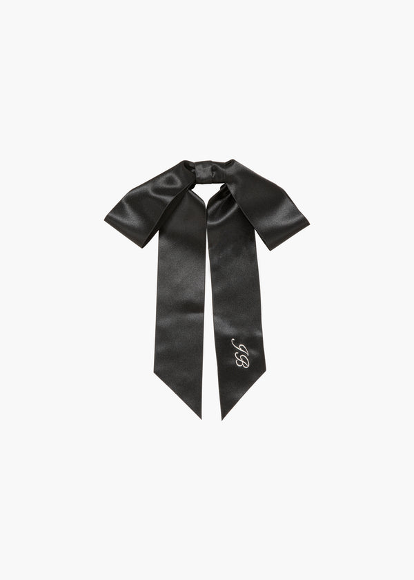 jennifer behr Monogram Adley Satin Bow Barrette Black