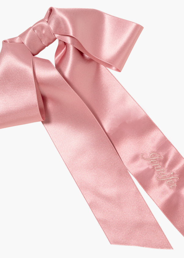 Jennifer Behr Monogram Adley Satin Bow Barrette Peony