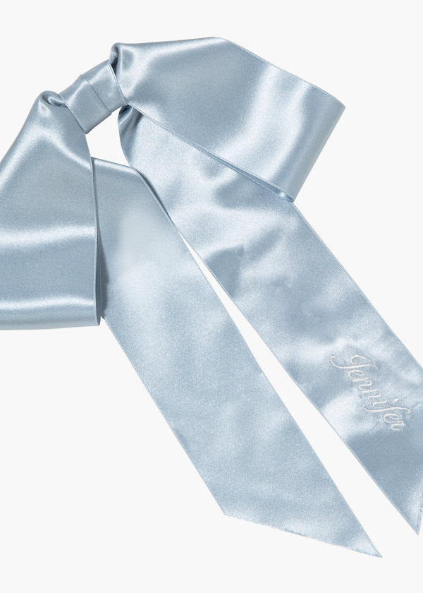 Jennifer Behr Monogram Adley Satin Bow Barrette Powder