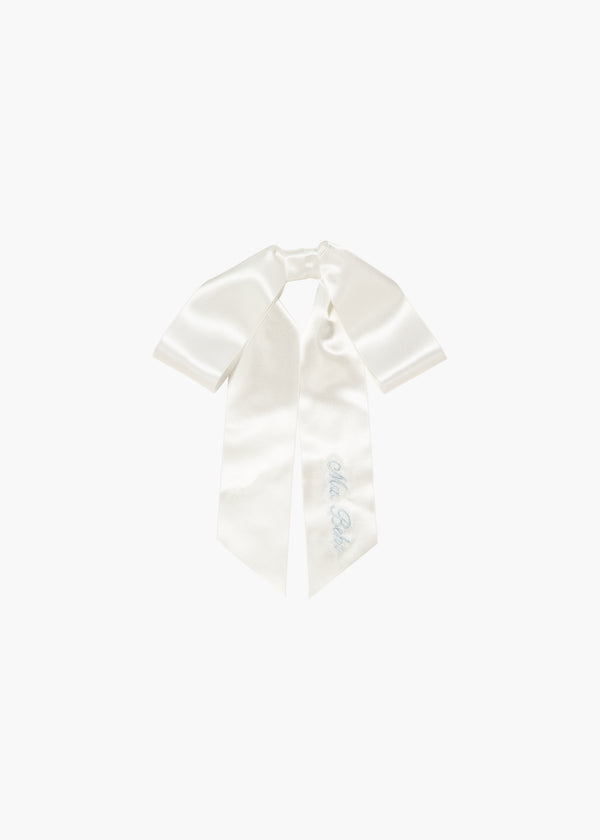 jennifer behr Monogram Adley Satin Bow Barrette Snow