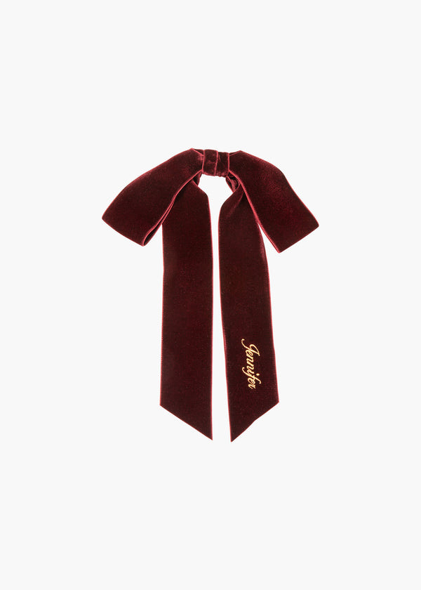 jennifer behr Monogram Adley Velvet Bow Barrette Pinot