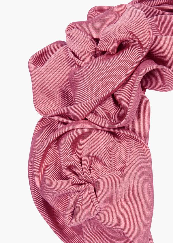 Jennifer Behr Triple Rosette Headband In Silk Faille Rose