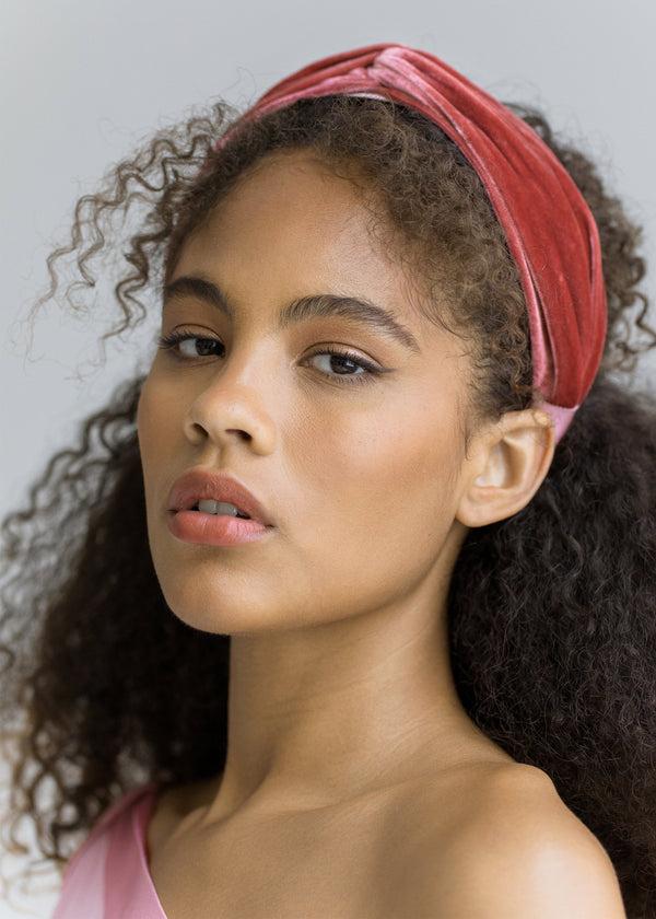 Jennifer Behr Twist Headband In Velvet Antique Rose