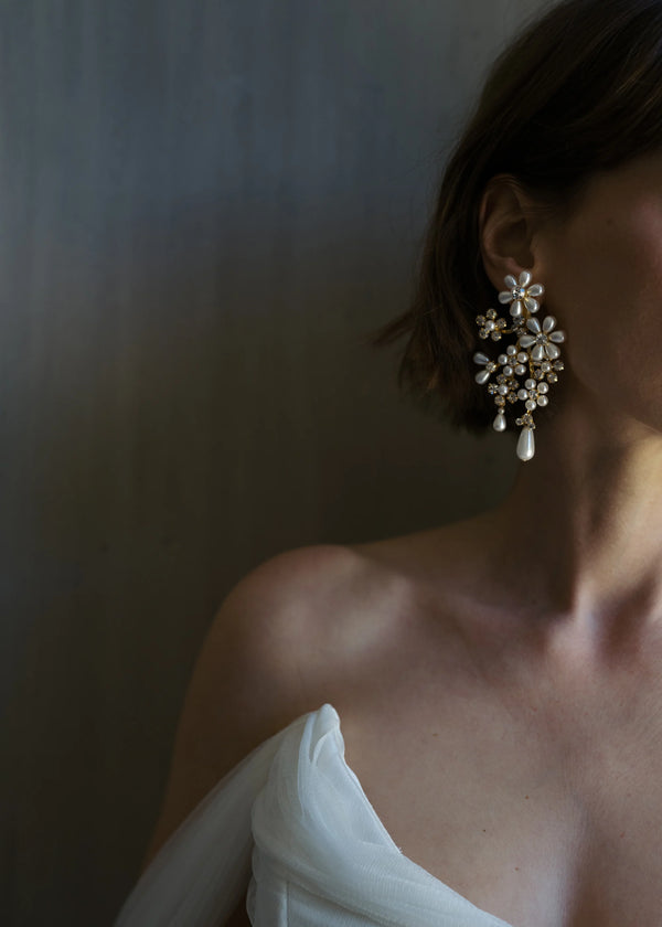 Jennifer Behr Ursella Earrings Crystal Antique Gold