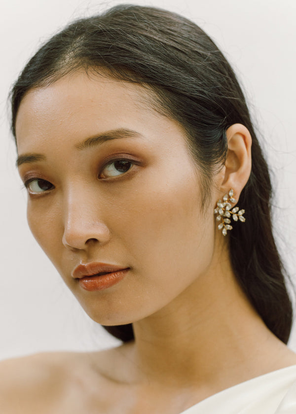 Jennifer Behr Viniette Earrings Crystal Antique Gold