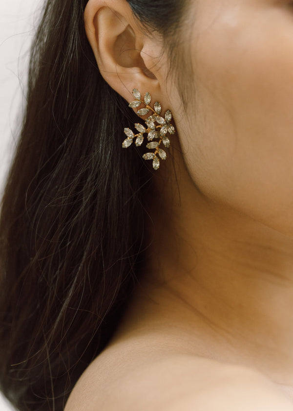 Jennifer Behr Viniette Earrings Crystal Antique Gold