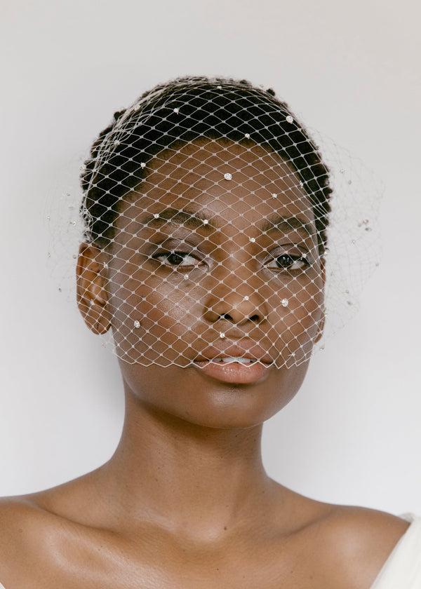 Jennifer Behr Voilette Headband With Scattered Crystals Cream