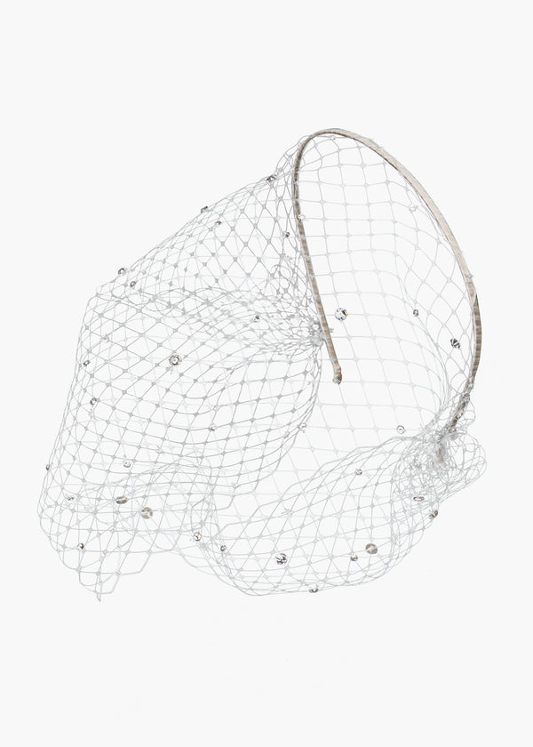 jennifer behr Voilette Headband with Scattered Crystals Cream