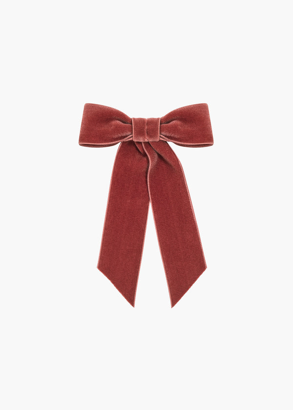 jennifer behr Wide Velvet Bow Barrette Antique Rose