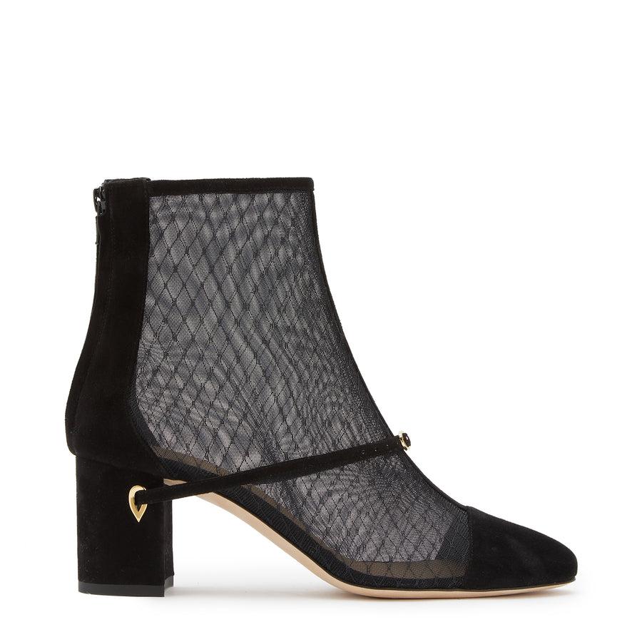 jennifer chamandi DANIELE 65 Black Suede Voilette Mesh