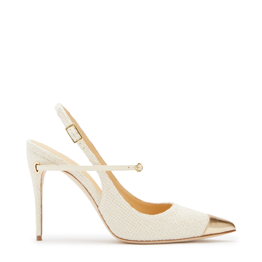 jennifer chamandi EDOARDO 105 Ivory Tweed Gold Reflex Toe Cap