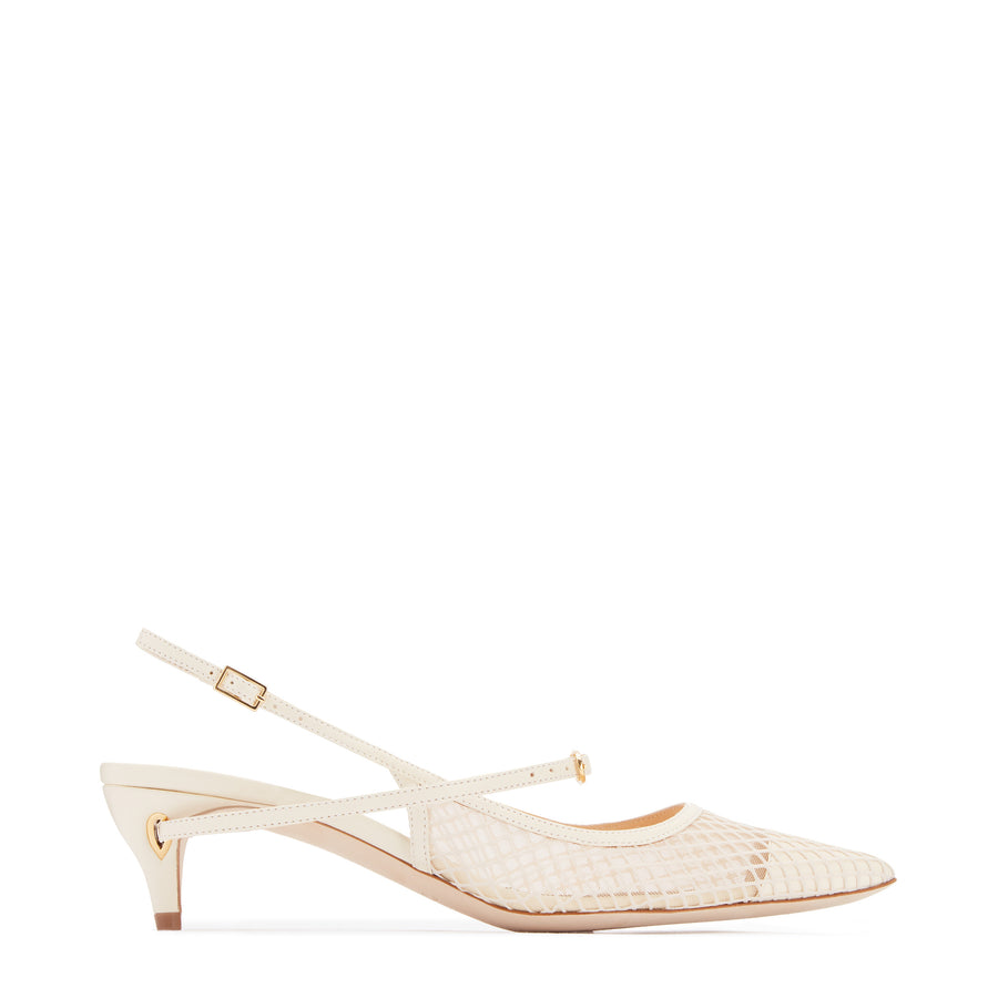 jennifer chamandi EDOARDO 45 Ivory Nappa Macro Mesh