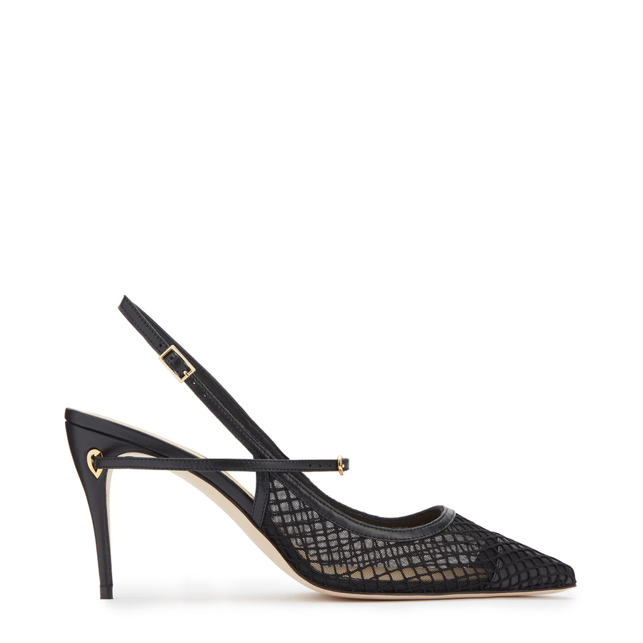jennifer chamandi EDOARDO 85 Black Nappa Macro Mesh