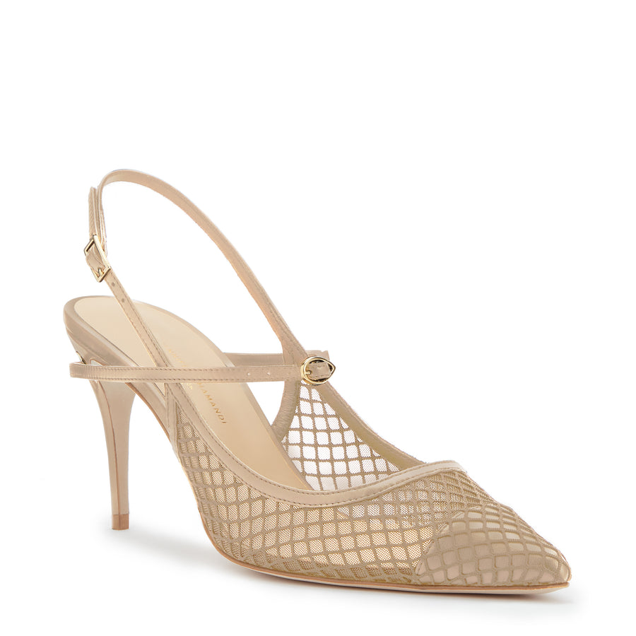 Jennifer Chamandi EDOARDO 85 Sand Nappa Macro Mesh