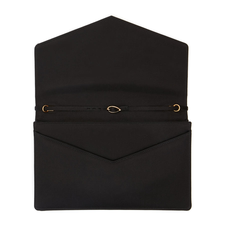 Jennifer Chamandi LE 8 CRYSTAL BUCKLE Black Satin