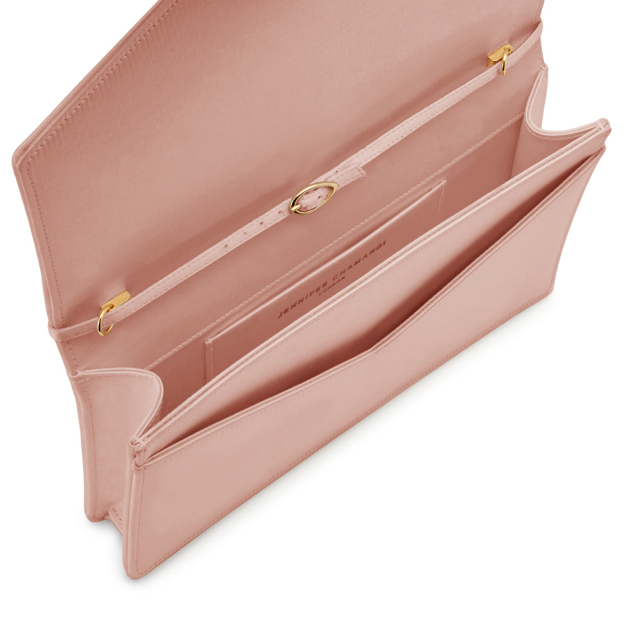 Jennifer Chamandi LE 8 CRYSTAL BUCKLE Blush Satin