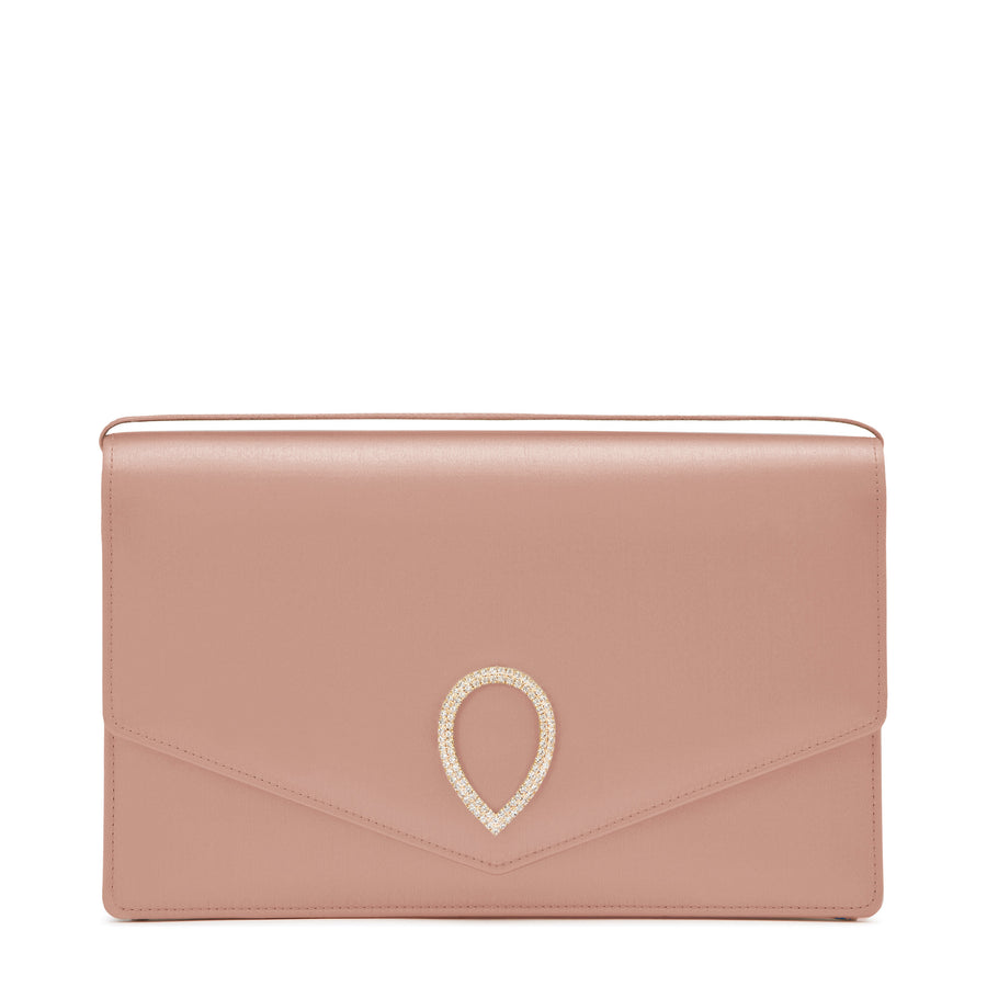 jennifer chamandi LE 8 CRYSTAL BUCKLE Blush Satin