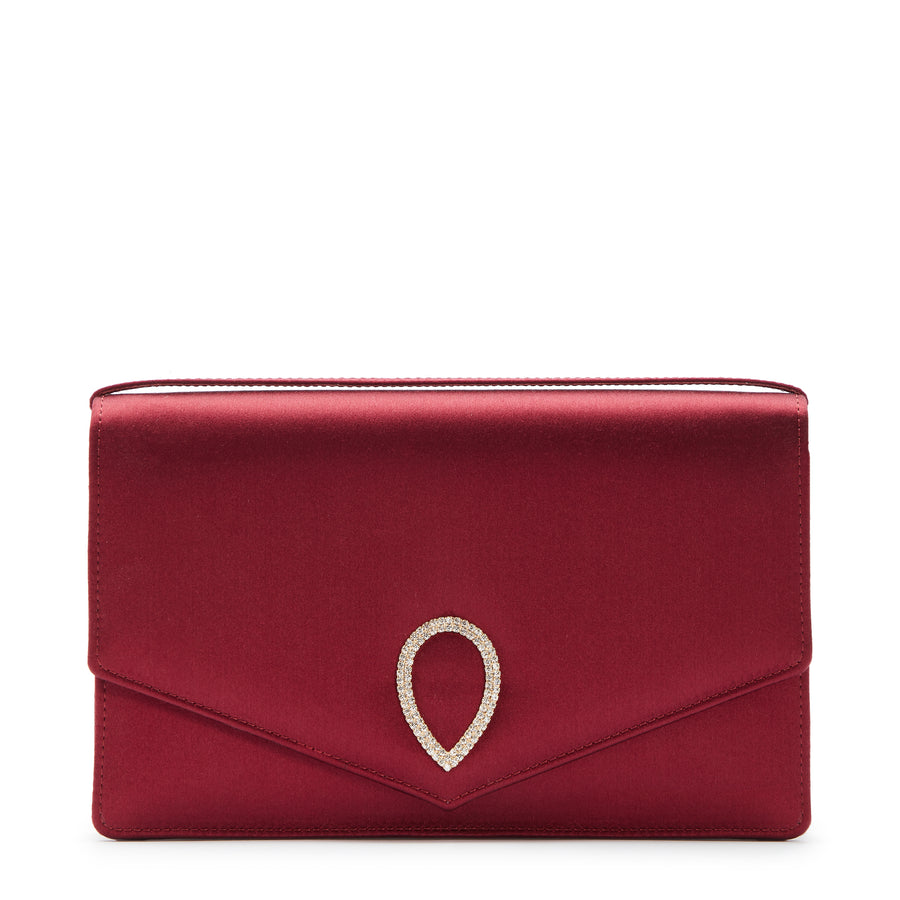 jennifer chamandi LE 8 CRYSTAL BUCKLE Cherry Satin