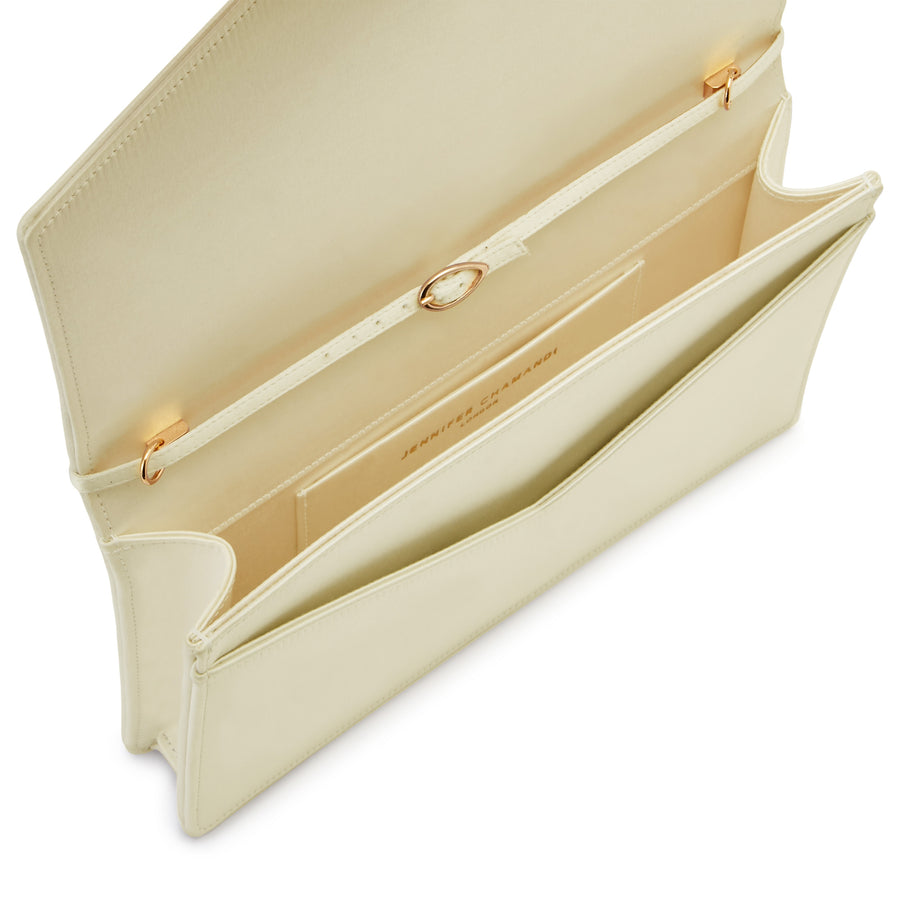 Jennifer Chamandi LE 8 CRYSTAL BUCKLE Lemon Satin